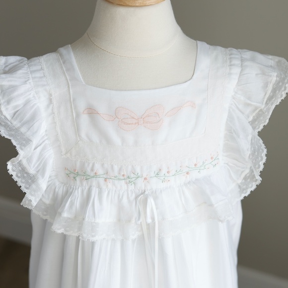 RARE VINTAGE Strasburg Girls White Dress Size 3/4 Embroidery Lace Flower Girl - Picture 6 of 7